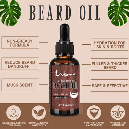 Beard Moisturizing Oil Smoothing Styling Cream and Brush