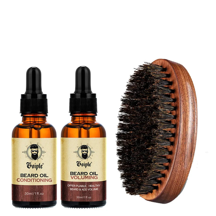3pcs Men Natural Beard Care & Facial Hair Care Tools