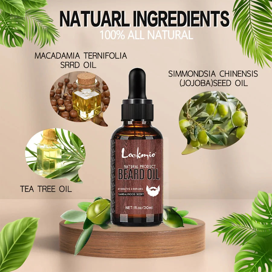 Beard Moisturizing Oil Smoothing Styling Cream and Brush