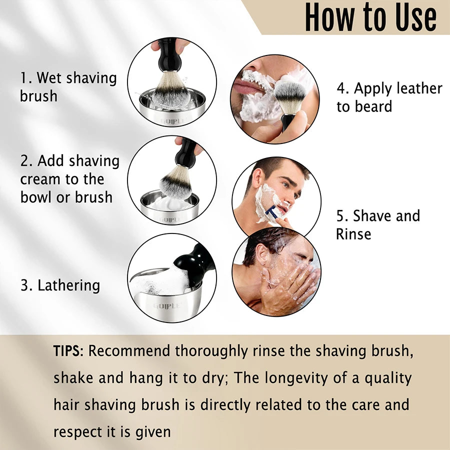 Shaving Cream Set for Men with Stainless Steel Foaming Bowl & Brush