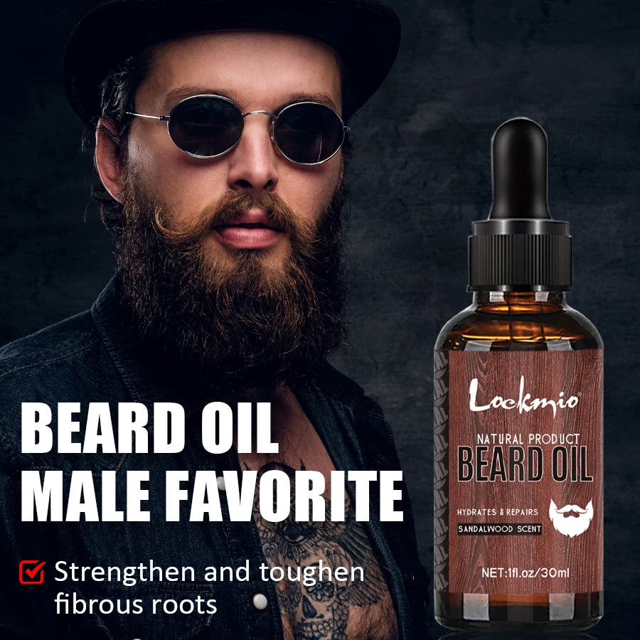 Beard Moisturizing Oil Smoothing Styling Cream and Brush