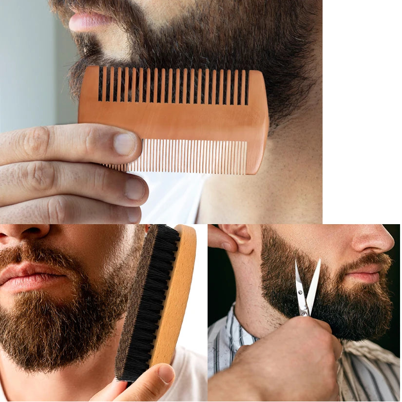 5pcs/set Beard Oil Balm & Beard Styling Tool Kit